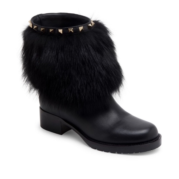 Valentino rockstud fur boot - Picture 1 of 16